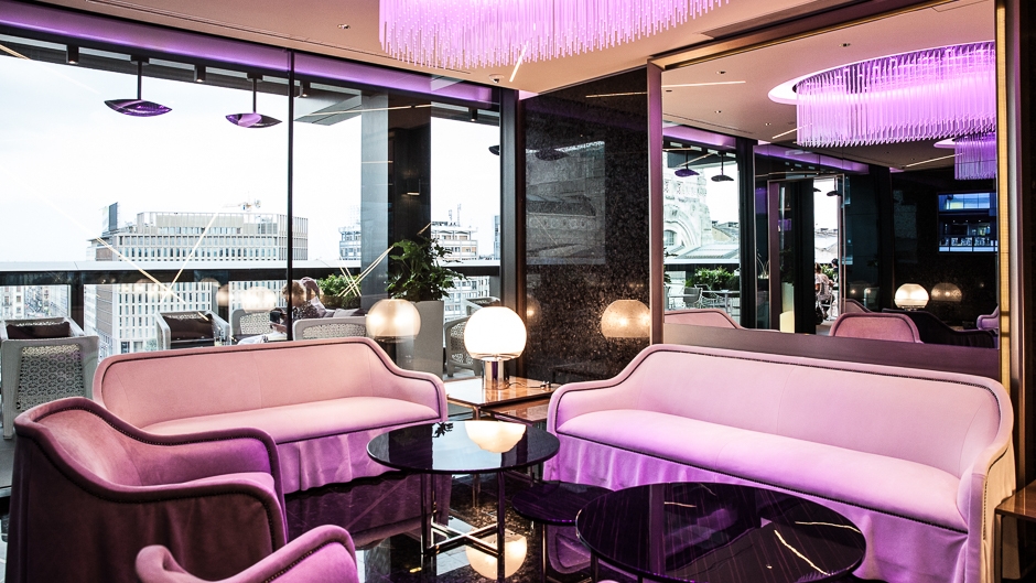 design interior of rooftop bar milan